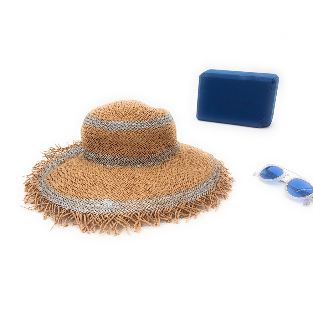 4/$25 Aqua 🏖 Women’s Straw Paper SunHat Hat NWT - Picture 1 of 4